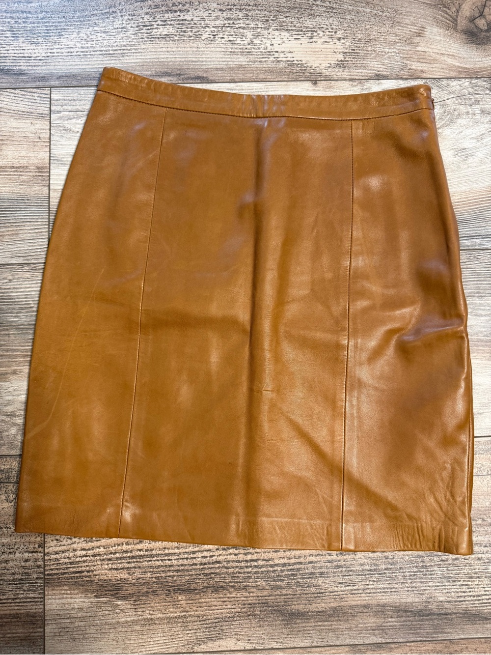 Ralph Lauren Cognac Leather Pencil Skirt
